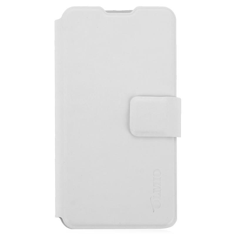 Чехол-книжка универсальный для смартфонов р.M (137*69*13mm), белый, OLMIO