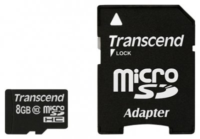 Transcend Micro SDHC Card 8GB Class 10 adapter - фото 1