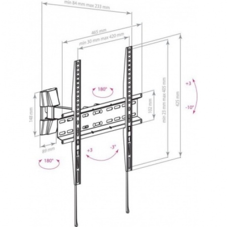 Кронштейн для телевизора Arm Media LCD-413 черный 26"-55" макс.35кг настенный поворот и наклон - фото 2