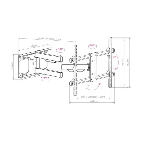 Кронштейн для телевизора Arm Media PARAMOUNT-60 черный 32"-75" м...