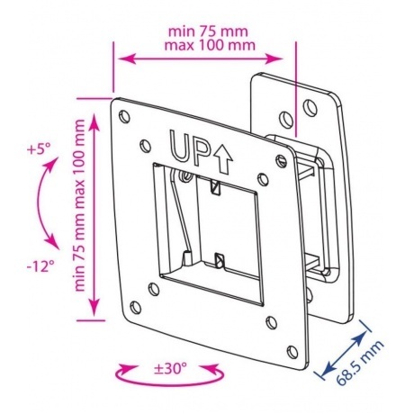 Кронштейн для телевизора Kromax OPTIMA-102 черный 10"-28" макс.2...