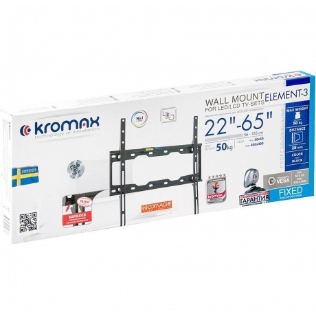 

Кронштейн для телевизора Kromax ELEMENT-3 черный 22"-65" макс.50кг настенный фиксированный