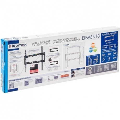 Кронштейн для телевизора Kromax ELEMENT-3 черный 22"-65" макс.50кг настенный фиксированный - фото 2