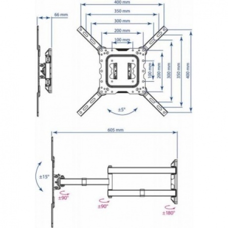 Кронштейн для телевизора Kromax DIX-18 черный 22"-55" макс.40кг настенный поворот и наклон - фото 3