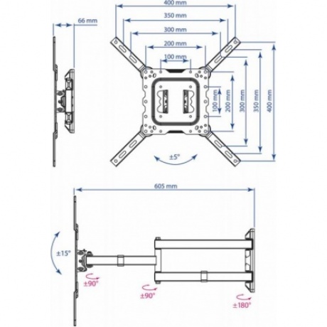 Кронштейн для телевизора Kromax DIX-18 черный 22"-55" макс.40кг настенный поворот и наклон - фото 4
