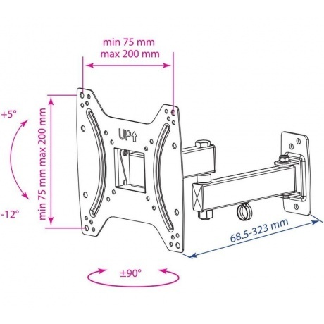 

Кронштейн для телевизора Kromax OPTIMA-204 черный 15"-42" макс.25кг настенный поворотно-выдвижной и наклонный
