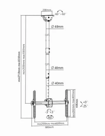 Кронштейн для телевизора Arm Media LCD-3000 черный 32"-90" макс....