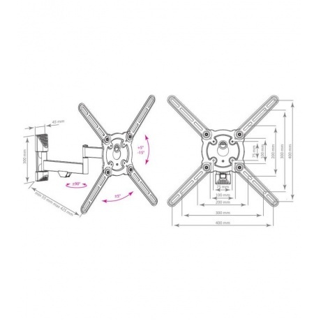 

Кронштейн для телевизора Kromax ATLANTIS-15 темно-серый 22"-65" макс.40кг настенный поворот и наклон