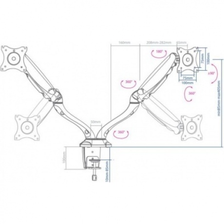 Кронштейн для мониторов Arm Media LCD-T22 черный 15"-32" макс.14кг настольный поворот и наклон верт.перемещ. - фото 2