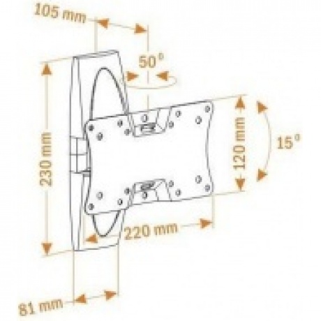 Кронштейн Holder LCDS-5062 черный глянец для тв 19-32 настенный +15 поворот 50 (до 30кг) - фото 2