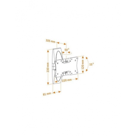 Кронштейн Holder LCDS-5062 черный глянец для тв 19-32 настенный +15 поворот 50 (до 30кг) - фото 2