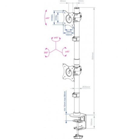 Кронштейн для мониторов Arm Media LCD-T43 (макс. 20кг) черный - фото 4