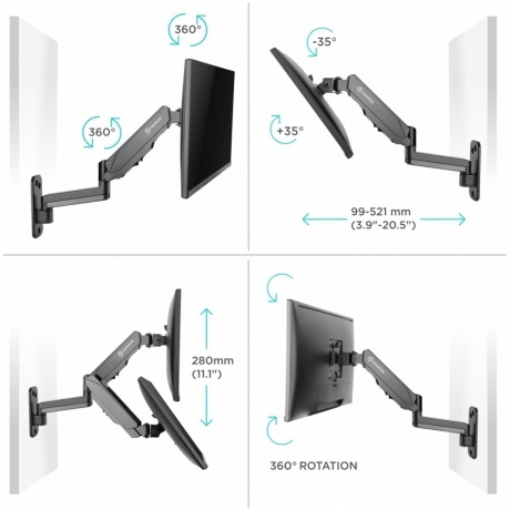 Кронштейн для телевизора Onkron G150 (макс.8кг) черный - фото 4