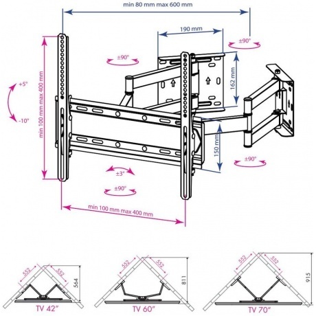 Кронштейн настенный Kromax GALACTIC-44 32&quot;-70&quot; черный - фото 2