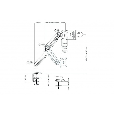 Кронштейн для мониторов Ultramounts UM708 серебристый - фото 2