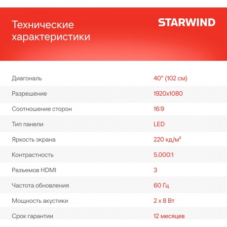 Телевизор Starwind 40" SW-LED40BG200 черный - фото 16
