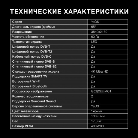 Телевизор Hyundai 65' H-LED65BU7003 черный - фото 22