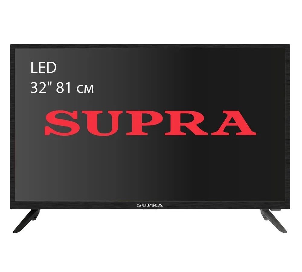 Телевизор Supra STV-LC32LT0045W черный HD 60Hz DVB-T DVB-T2 DVB-C телевизор supra stv lc50st0045u 50 2160р dvb t2 c s s2 3 hdmi 2 usb smart tv черный 697516