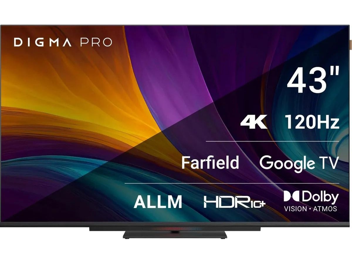 Телевизор Digma Pro UHD 43C Google TV Frameless черный/черный телевизор digma pro uhd 55c google tv frameless черный черный