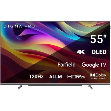 

Телевизор Digma Pro QLED 55L Google TV Frameless черный/серебристый, Серый