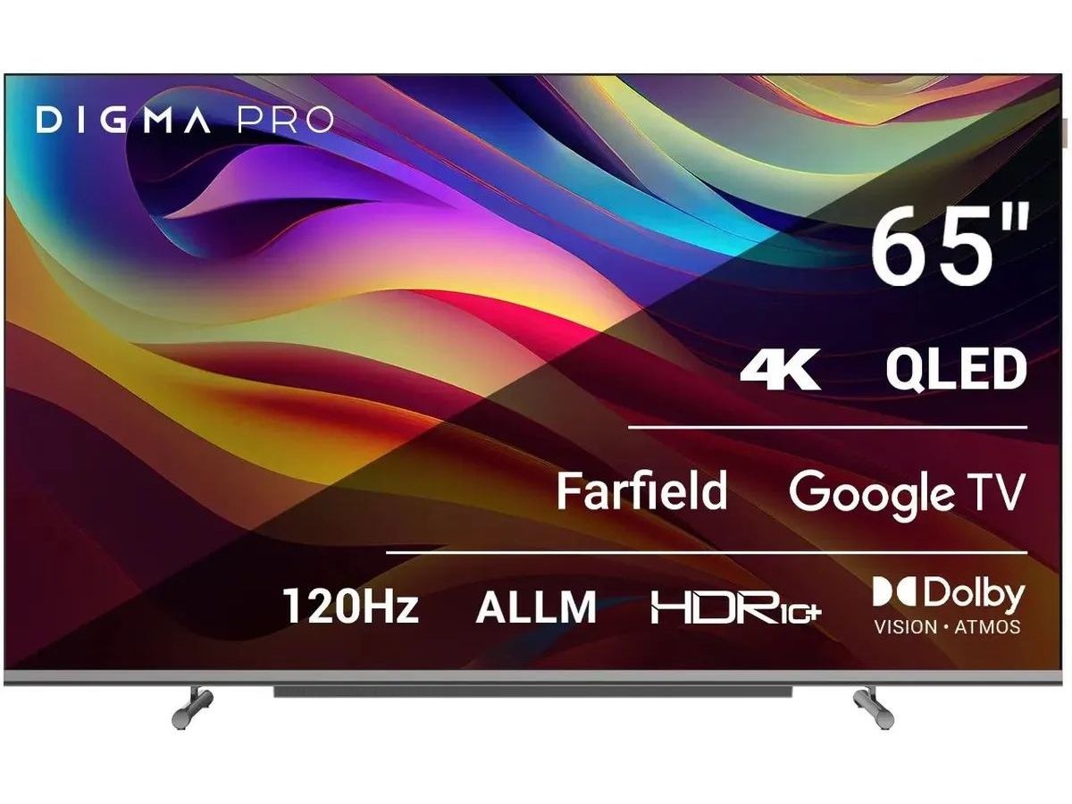 Телевизор Digma Pro 65 QLED 65L Google TV Frameless черный/серебристый цена и фото