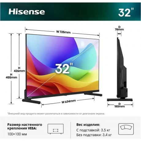 Телевизор Hisense 32A5S RU 32" FullHD QLED черный - фото 11