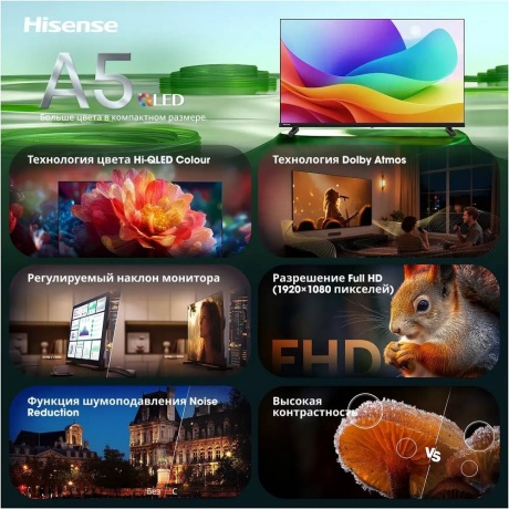 Телевизор Hisense 32A5S RU 32" FullHD QLED черный - фото 13