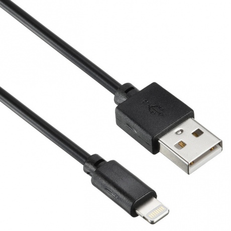 Кабель Digma USB A (m) Lightning (m) 2м черный - фото 1