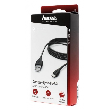 Кабель Hama 00173788 micro USB B (m) USB A(m) 3м черный - фото 2