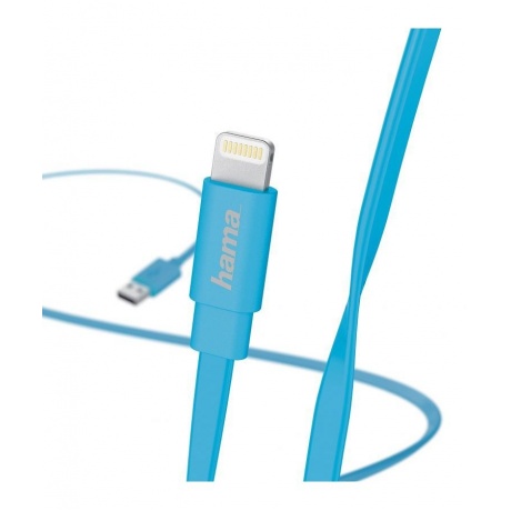 Кабель Hama Flat 00173646 Lightning (m) USB A(m) 1.2м синий плоский - фото 2