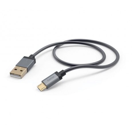 Кабель Hama Metal 00173625 micro USB B (m) USB A(m) 1.5м черный - фото 1