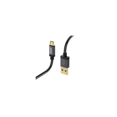 Кабель Hama Metal 00173625 micro USB B (m) USB A(m) 1.5м черный - фото 3