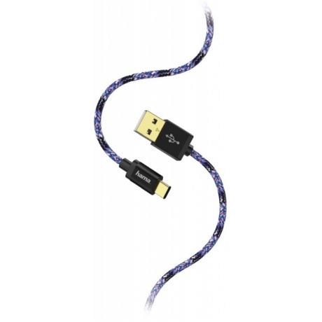 Кабель Hama Sporty 00183209 USB Type-C (m) USB A(m) 1.5м синий/розовый - фото 2