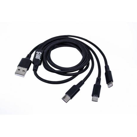 Кабель CaseGuru 3 в 1 micro USB/Type C/Lightning Черный - фото 1