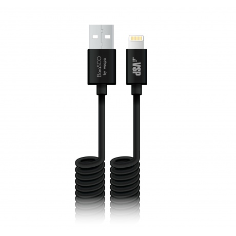 Кабель BoraSCO USB - 8 pin, 2A, 2м, витой, черный - фото 2