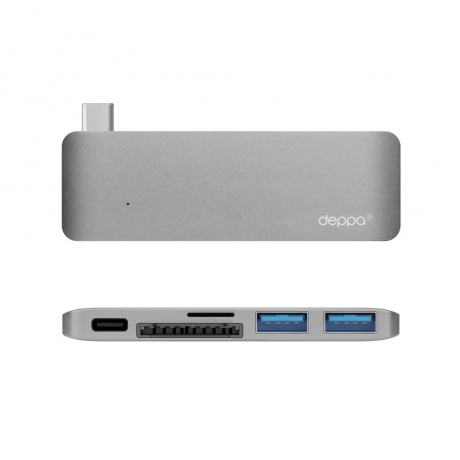 Адаптер Deppa USB-C адаптер для Macbook 5-в-1 графит 72217 - фото 1