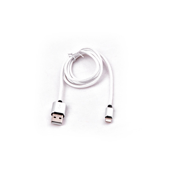 USB кабель Qumo Apple 8-pin 1м (MFI) тканевая оплётка Grey, цвет серый - фото 1