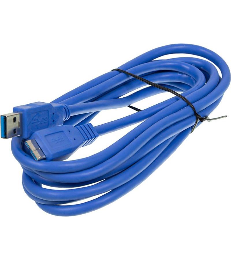 Кабель Ningbo micro USB 3.0 B (m) USB A(m) 3м синий блистер кабель ningbo usb a m usb b m 3м серебристый