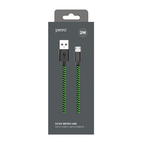 Кабель PERO DC-04 micro-USB 2А 2м Green-black 305₽