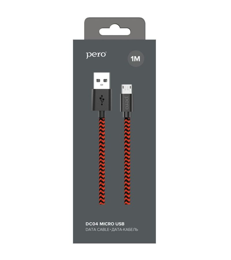 цена Кабель PERO DC-04 micro-USB 2А 1м Red-black