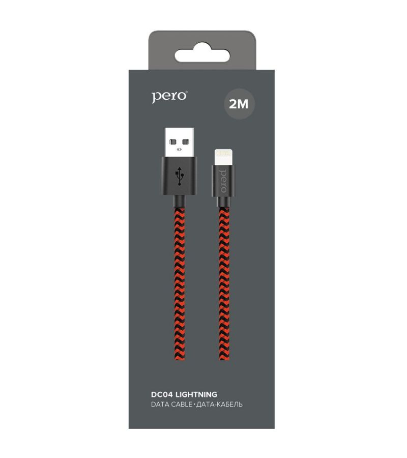 Кабель PERO DC-04 8-pin Lightning 2А 2м Red-black дата кабель pero dc 04 8 pin lightning 2а 2м silver black