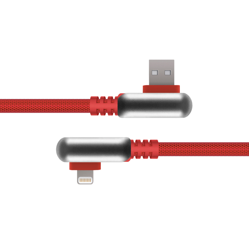 Кабель Rombica Digital Electron I Red USB - Apple Lightning нейлоновая оплетка 1.2м красный - фото 1