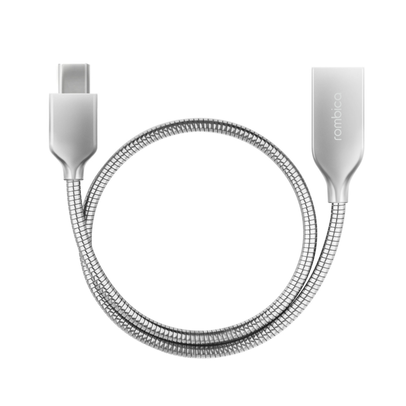 Кабель Rombica Digital CS-10 mini USB - USB Type-C металлическая оплетка 0.3 м серебристый - фото 1