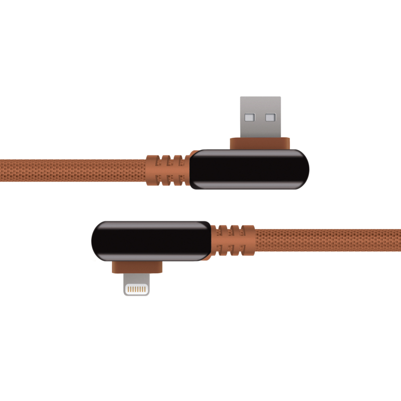 Кабель Rombica Digital Electron I Brown USB - Apple Lightning нейлоновая оплетка 1.2м коричневый - фото 1