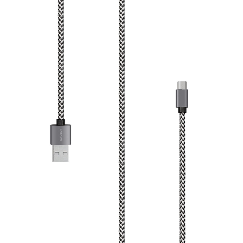 Кабель Rombica Digital AB-04 USB - micro USB текстиль 2м черно-белый от Kotofoto