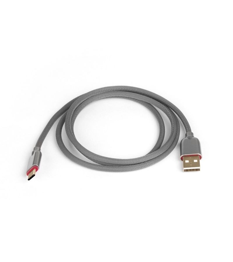 Кабель Rombica Digital CB-05 USB - USB Type-C текстиль 1м серый кабель rombica digital cb 04 xxl usb usb type c текстиль 3м черно белый