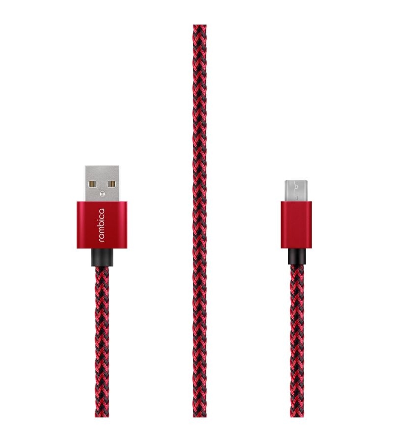 Кабель Rombica Digital AB-04 Red USB - micro USB текстиль 2м красный - фото 1