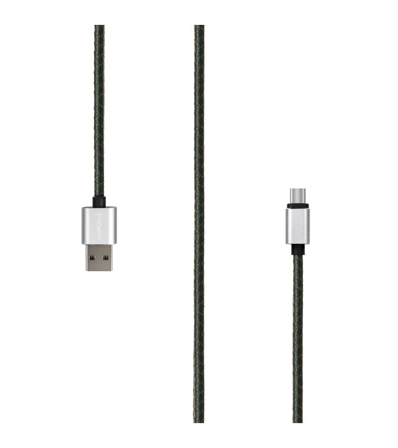 Кабель Rombica Digital CL-01 USB - USB Type-C оплетка под кожу 1м темно-зеленый