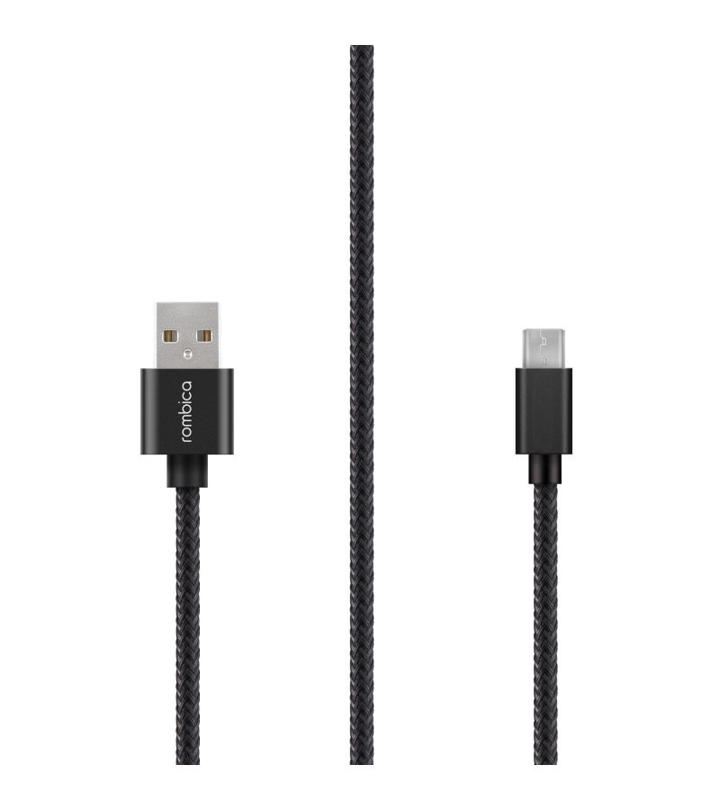 Кабель Rombica Digital AB-04 Black USB - micro USB текстиль 2м черный кабель rombica digital usb microusb ab 04 2 м черный белый