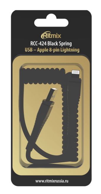 

Кабель RITMIX RCC-424 USB-Lightning Black Spring, Черный